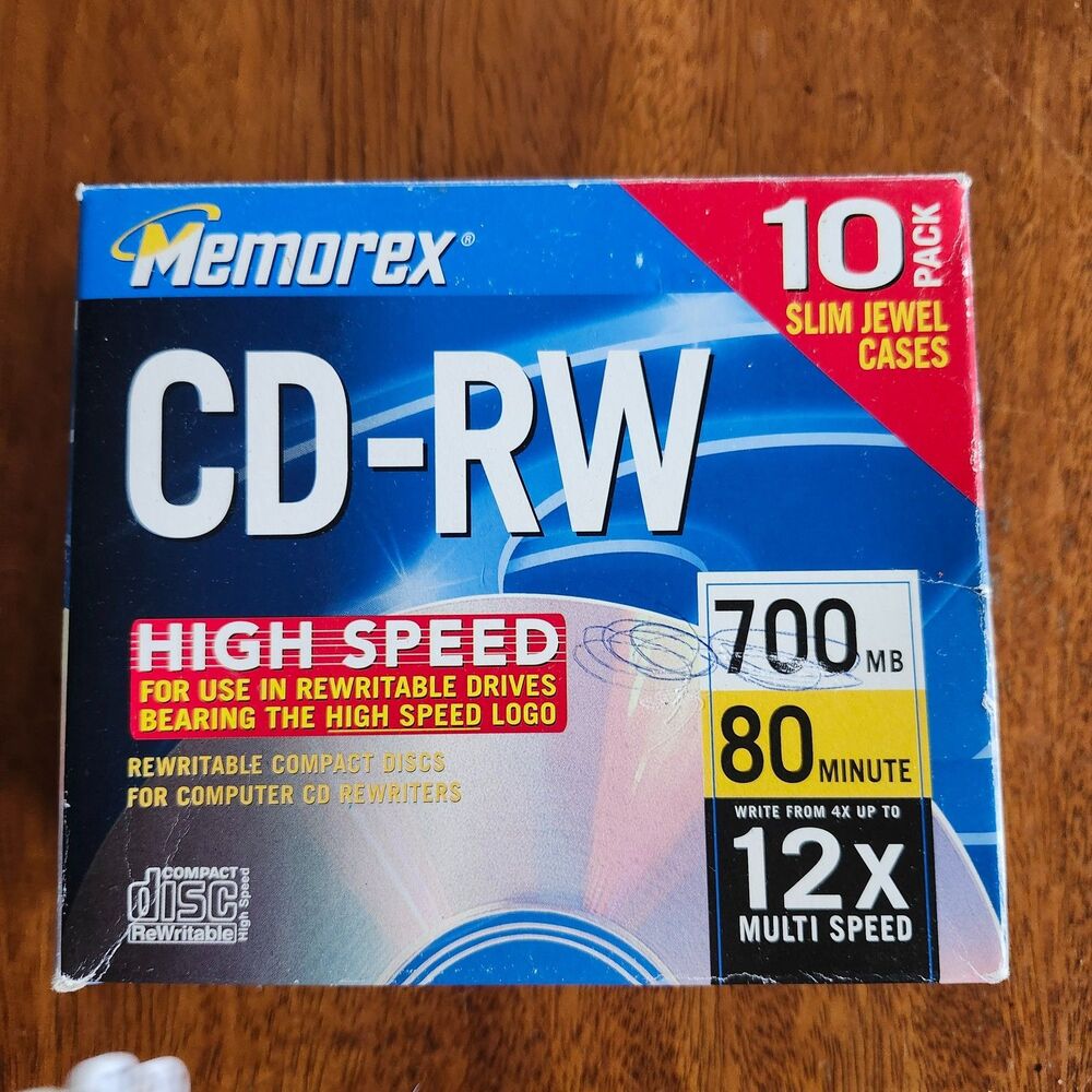 Memorex CD-RW High Speed 12X 700MB 80 Min Rewritable Discs 6 Pack Slim Jewel